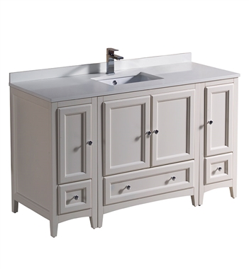 Fresca Oxford 54" Antique White Traditional Bathroom Cabinets with Top & Sink