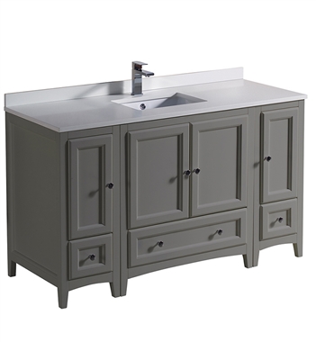 Fresca Oxford 54" Gray Traditional Bathroom Cabinets with Top & Sink