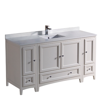 Fresca Oxford 60" Antique White Traditional Bathroom Cabinets with Top & Sink