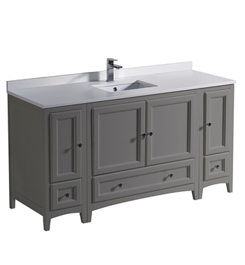 Fresca Oxford 60" Gray Traditional Bathroom Cabinets with Top & Sink