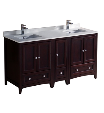 Fresca Oxford 60" Mahogany Traditional Double Sink Bathroom Cabinets with Top & Sinks