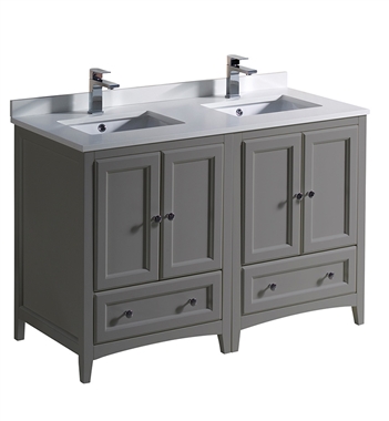 Fresca Oxford 48" Gray Traditional Double Sink Bathroom Cabinets with Top & Sinks