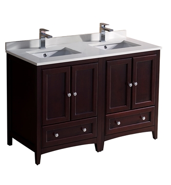 Fresca Oxford 48" Mahogany Traditional Double Sink Bathroom Cabinets with Top & Sinks