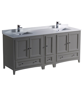 Fresca Oxford 72" Gray Traditional Double Sink Bathroom Cabinets with Top & Sinks