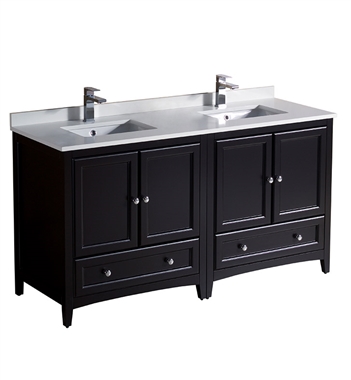 Fresca Oxford 60" Espresso Traditional Double Sink Bathroom Cabinets with Top & Sinks