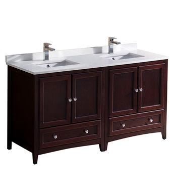 Fresca Oxford 60" Mahogany Traditional Double Sink Bathroom Cabinets with Top & Sinks