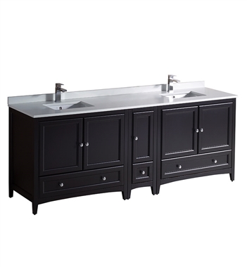 Fresca Oxford 84" Espresso Traditional Double Sink Bathroom Cabinets with Top & Sinks