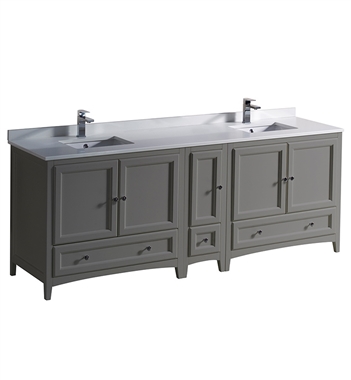 Fresca Oxford 84" Gray Traditional Double Sink Bathroom Cabinets with Top & Sinks