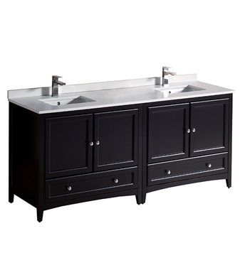 Fresca Oxford 72" Espresso Traditional Double Sink Bathroom Cabinets with Top & Sinks