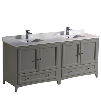 Fresca Oxford 72" Gray Traditional Double Sink Bathroom Cabinets with Top & Sinks