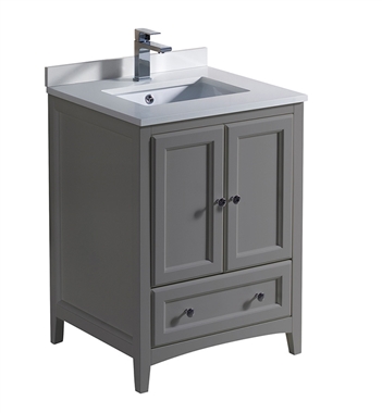 Fresca Oxford 24" Gray Traditional Bathroom Cabinet with Top & Sinks