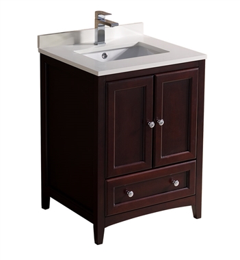 Fresca Oxford 24" Mahogany Traditional Bathroom Cabinet with Top & Sinks