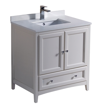 Fresca Oxford 30" Antique White Traditional Bathroom Cabinet with Top & Sink