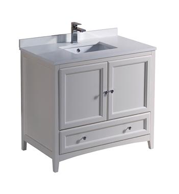 Fresca Oxford 36" Antique White Traditional Bathroom Cabinet with Top & Sink