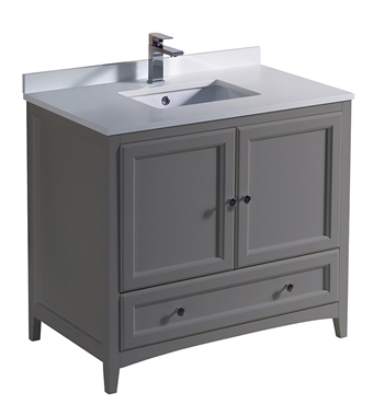 Fresca Oxford 36" Gray Traditional Bathroom Cabinet with Top & Sink