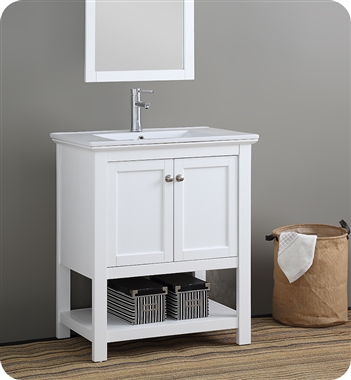 Fresca Manchester 30" White Traditional Bathroom Vanity