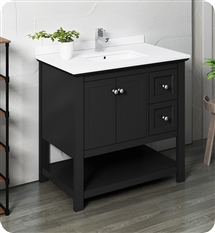 Fresca Manchester 36" Black Traditional Bathroom Cabinet w/ Top & Sink