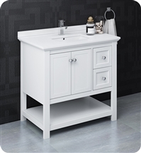 Fresca Manchester 36" White Traditional Bathroom Cabinet w/ Top & Sink