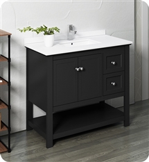 Fresca Manchester 40" Black Traditional Bathroom Cabinet w/ Top & Sink