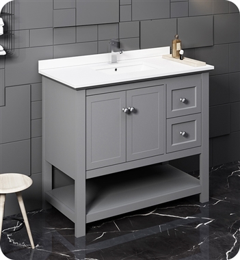 Fresca Manchester 40" Gray Traditional Bathroom Cabinet w/ Top & Sink