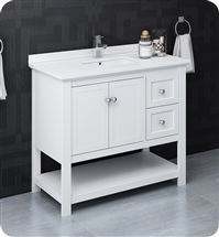 Fresca Manchester 40" White Traditional Bathroom Cabinet w/ Top & Sink