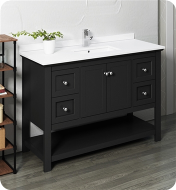 Fresca Manchester 48" Black Traditional Bathroom Cabinet w/ Top & Sink