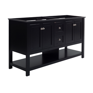 Fresca Manchester 60" Black Traditional Double Sink Bathroom Cabinet