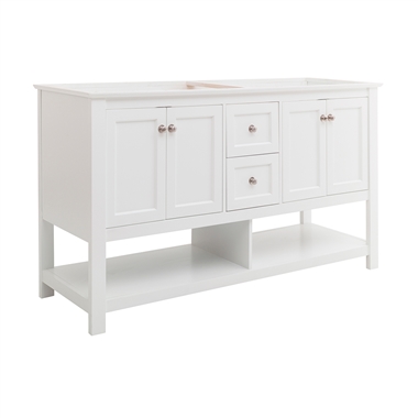 Fresca Manchester 60" White Traditional Double Sink Bathroom Cabinet