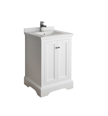 Fresca Windsor 24" Matte White Traditional Bathroom Cabinet with Top & Sink