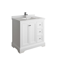 Fresca Windsor 36" Matte White Traditional Bathroom Cabinet with Top & Sink