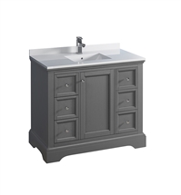 Fresca Windsor 40" Gray Textured Traditional Bathroom Cabinet with Top & Sink