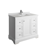 Fresca Windsor 40" Matte White Traditional Bathroom Cabinet with Top & Sink