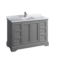 Fresca Windsor 48" Gray Textured Traditional Bathroom Cabinet with Top & Sink