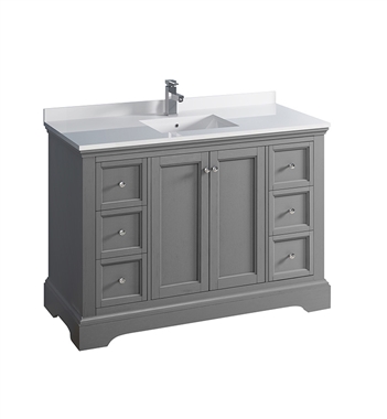 Fresca Windsor 48" Gray Textured Traditional Bathroom Cabinet with Top & Sink