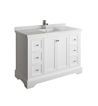 Fresca Windsor 48" Matte White Traditional Bathroom Cabinet with Top & Sink