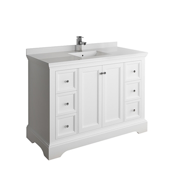 Fresca Windsor 48" Matte White Traditional Bathroom Cabinet with Top & Sink