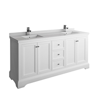 Fresca Windsor 72" Matte White Traditional Double Sink Bathroom Cabinet with Top & Sinks