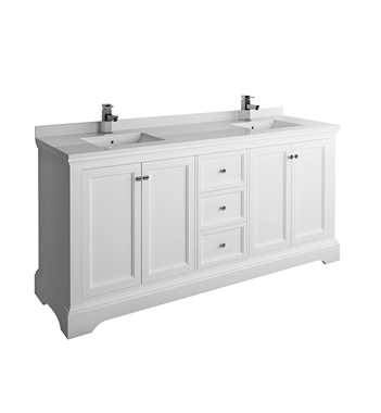 Fresca Windsor 72" Matte White Traditional Double Sink Bathroom Cabinet with Top & Sinks