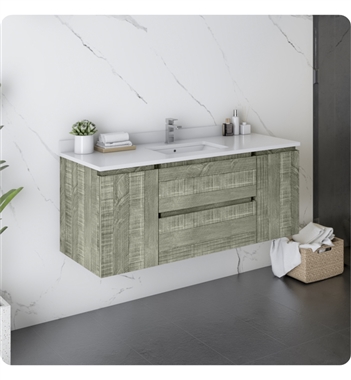 Fresca Formosa 48" Wall Hung Modern Bathroom Cabinet with Top & Sink in Sage Gray