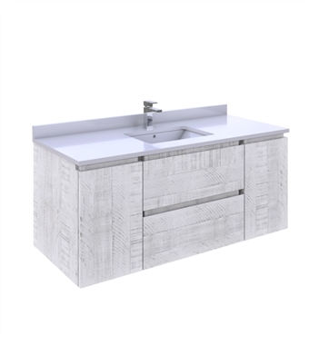 Fresca Formosa 48" Wall Hung Modern Bathroom Cabinet with Top & Sink in Rustic White