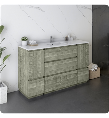 Fresca Formosa 54" Floor Standing Modern Bathroom Cabinet with Top & Sink in Sage Gray