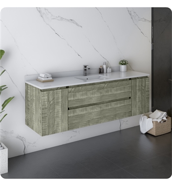 Fresca Formosa 60" Wall Hung Single Sink Modern Bathroom Cabinet with Top & Sink in Sage Gray