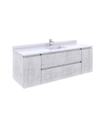 Fresca Formosa 59" Wall Hung Single Sink Modern Bathroom Cabinet in Rustic White