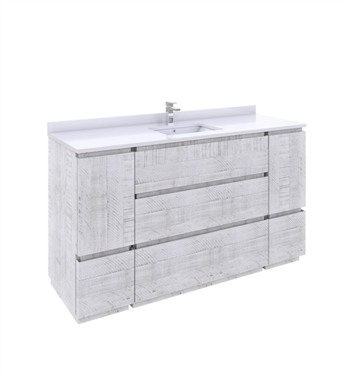 Fresca Formosa 60" Floor Standing Single Sink Modern Bathroom Cabinet with Top & Sink in Rustic White