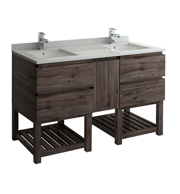 Fresca Formosa 60" Floor Standing Open Bottom Double Sink Modern Bathroom Cabinet with Top & Sinks