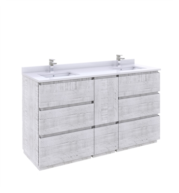 Fresca Formosa 58" Floor Standing Double Sink Modern Bathroom Cabinet in Rustic White