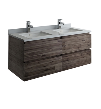 Fresca Formosa 48" Wall Hung Double Sink Modern Bathroom Cabinet with Top & Sinks