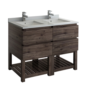 Fresca Formosa 48" Floor Standing Open Bottom Double Sink Modern Bathroom Cabinet with Top & Sinks