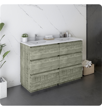 Fresca Formosa 48" Floor Standing Double Sink Modern Bathroom Cabinet with Top & Sink in Sage Gray