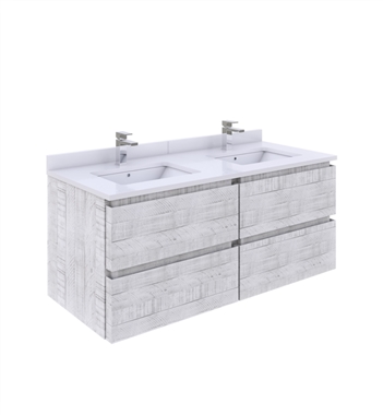 Fresca Formosa 46" Wall Hung Double Sink Modern Bathroom Cabinet in Rustic White